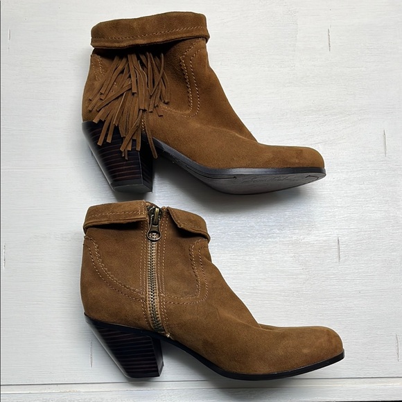 Sam Edelman Louie - Brown Ankle Booties with Fringe - Picture 3 of 10
